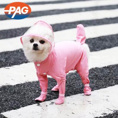 China Wholesale PAG Dog Jackets Raincoat Viable Slim Pink Overalls With Hood For Dog Large Discount Packable for sale