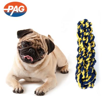 China Viable PAG Chews Cotton Blend Color Rope Tug Dog Rope Playing Knot Chew Toy For Dogs for sale