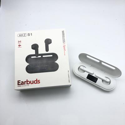 China New Arrival AKZ-S1 Good Quality In-Ear LED Display Wireless Waterproof Stereo Earphones for sale