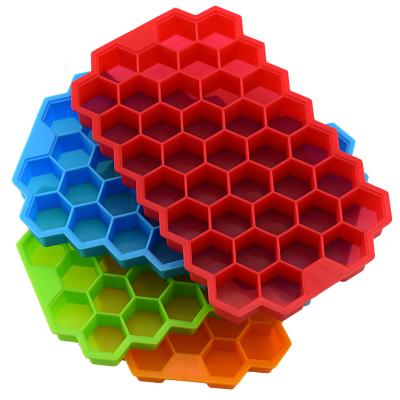 China Eco - Friendly Food Grade Silicone Honeycomb Sustainable Shape 37 Hole Ice Cube Tray Mold for sale