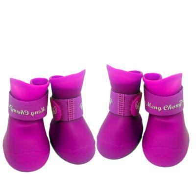 China Medium Pet Viable Puppy Dog Winter Rain Snow Boots Shoes Booties Candy Colors Silicone Rubber Pet Waterproof Anti-skid Overshoes for sale