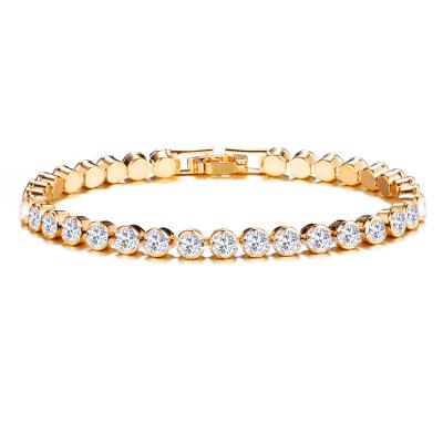 China Romantic Bases Plated Sterling Silver Round Cut Cubic Zirconia Tennis Bracelet for sale