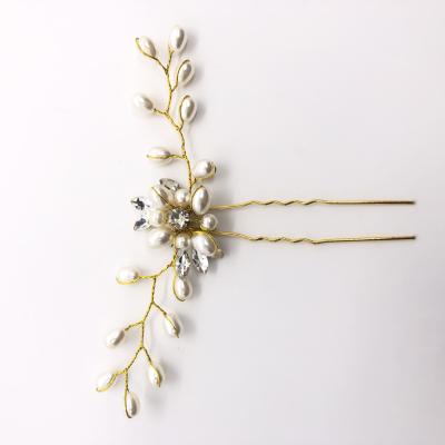 China Fashionable Bride Wedding Pearl Hair Pins Silver Rhinestone Bridal Hair Accessories Hair Piece for Women and Girls for sale