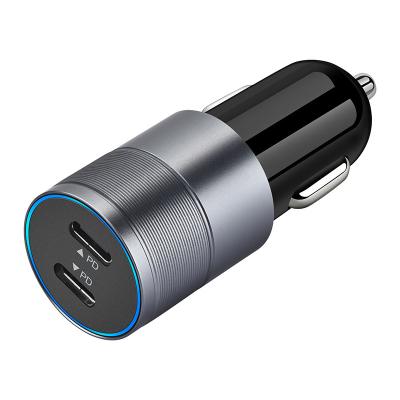 China Mobile Phone/Ipad/Camera/PDA/MP3 Portable 40W Dual PD Type 2 Port Dual Port Charger Usb Car Charger With Type C Port for sale