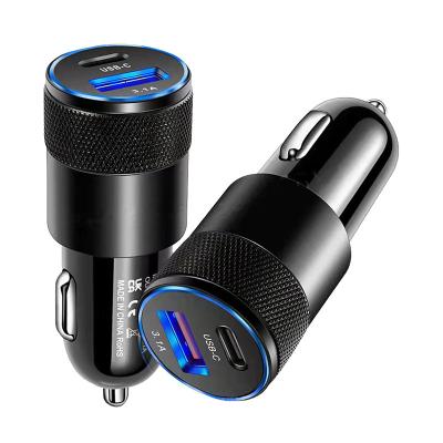 China Mobile Phone Usb Dual Port Car Charger/Portable Ipad/Camera/PDA/MP3 Qc3.0 PD20W 2 Port Charger With Type C Port for sale