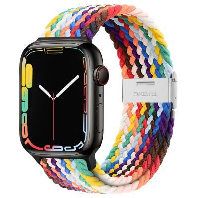 China Hot Selling Nylon Adjustable Buckle Strap Watch Band Fabric Rainbow Colors Replacement Buckle Watch Band For Apple Watch 38/40MM 42/44MM Band Strap for sale