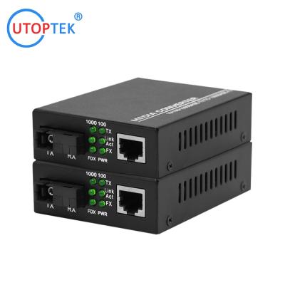 China Lowest Price 10/100/1000m Fast Ethernet Fiber Optic Media Converter 20km FTTH Media Converter RJ45 Fiber Optical for sale