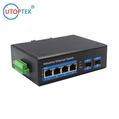 China OEM IP40 10/100/1000Mbps 4 Port POE+2 SFP Ethernet Industrial Switches with Din Rail for sale