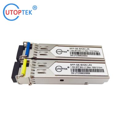 China 1.25G SFP BiDi LC 20km optical transceiver Tx1310/Rx1550nm compatible cisco/huawei/HP/Aruba/Ericsson/Mikrotik for sale