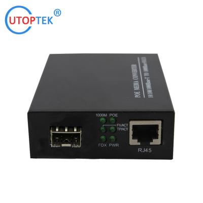 China 10/100/1000M SFP to RJ45 POE 30W media converter with DC52V power for CCTV poe IP Camera using for sale