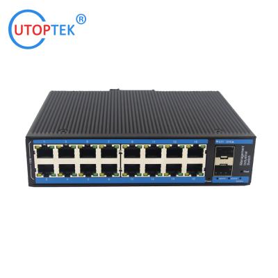 China L2 Managed Industrial 2x1000M SFP port + 16x10/100M RJ45 port +1xConsole port, DIN Rail,-40 ~+85 ℃ for sale