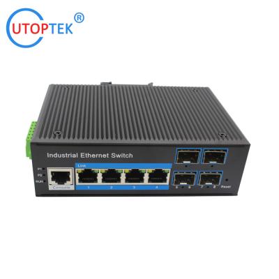 China L2 Managed Industrial 4x1000M SFP port +4x10/100/1000M RJ45 POE port +1xConsole port, DIN Rail,-40 ~+85 ℃ for sale