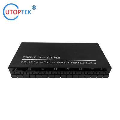 China 10/100/1000Mbps 2port RJ45+8port SC fiber ethernet media converter switch normal switch for sale