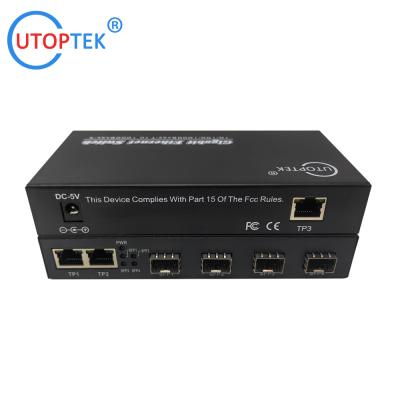 China universal Fiber Ethernet Switch 3*10/100/1000Base-Tx to 4*1000Base-Fx SFP Fiber media converter for sale