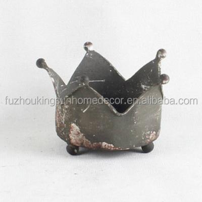 China French cheap fashional country antique brown metal crown shape garden planter for sale