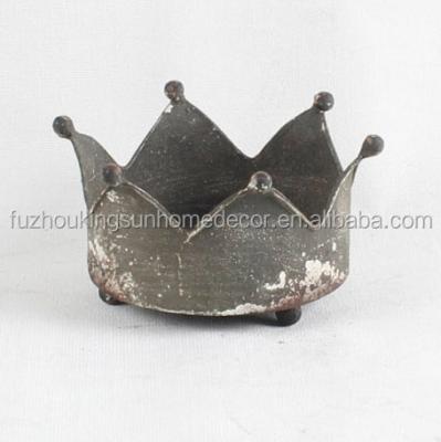 China French cheap fashional country antique brown metal crown shape garden planter for sale