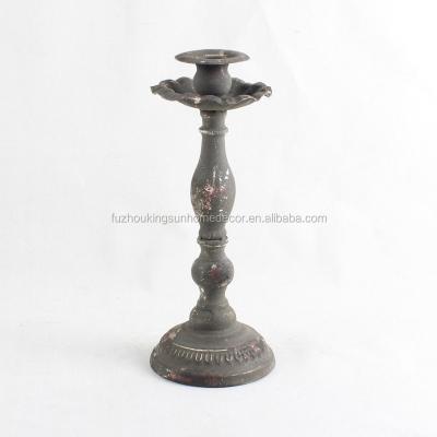 China Cheap antique rustic french country metal vintage decorative candlestick holder for home deco for sale