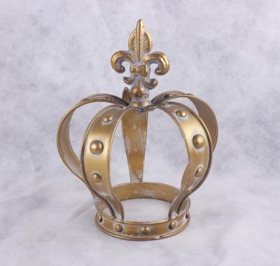 China French Country Gold Color Metal Crown Candle Holder for Home Decoration, for Christmas Solder Gift for sale