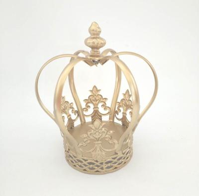 China French Country Gold Color Metal Crown Candle Holder for Home Decoration, for Christmas Solder Gift for sale