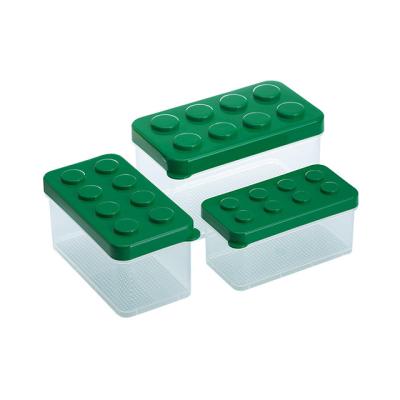 China Viable Box of Mini Blocks Style Stackable Storage with Lid-3 Pieces One Set for sale