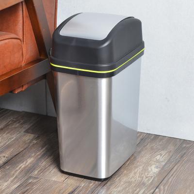 China Rolling Type Lid Top 10l Swing Top Cover Brushed Metal Like Plastic Waterproof Trash Bin With Lid for sale