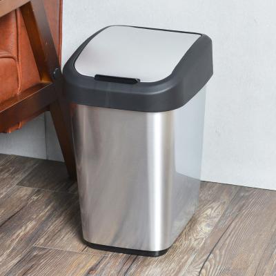 China Rolling Type 14l Cover Press-to-Open And Lid Trash Can Part Dual Function Plastic Waterproof Trash Can Over Swing for sale