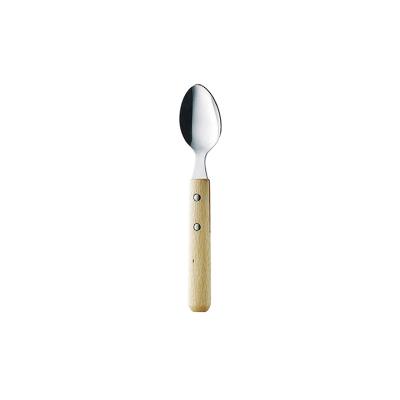 China Minimalist Japanese-made High Quality Cake Fruit Fork Wooden Handle Stainless Steel Spoon Wooden Spoon for sale