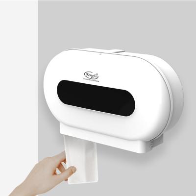 China FQ-006 Minimalist Wall Mounted Double Plastic Toilet Paper Box Dispenser Paper Towel Roll Paper Dispenser for sale