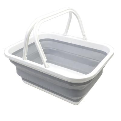 China Wholesale Portable Collapsible Outdoor Collapsible Foldable Water Sink Tub Folding Basket Kitchen Sink Basket Storage With Sturdy Handle for sale