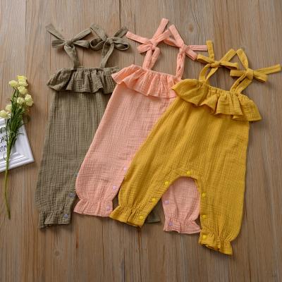 China Lyc-4177 Cotton Summer Babies' Overalls Workwear Cotton And Canvas Ruffled Children's Clothing for sale