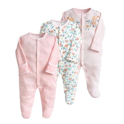 China lyc-2501Three piece cotton baby romper newborn long sleeve one piece romper with foot for sale