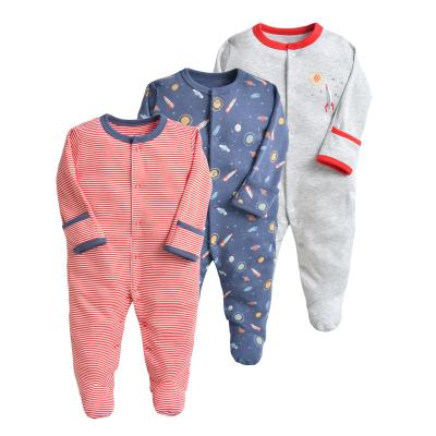 China lyc-2501Three piece cotton baby romper newborn long sleeve one piece romper with foot for sale