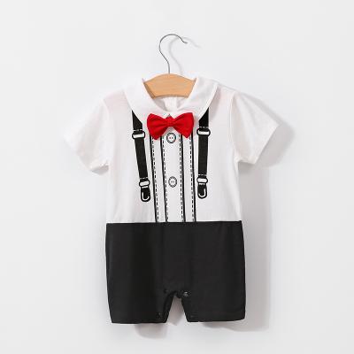 China Polyester/Cotton Boy Summer Hot Selling Newborn Baby Romper With Short Sleeves RomperNew Special Design for sale