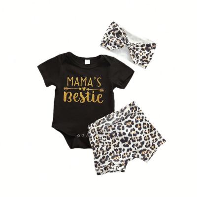 China 2020 New Arrival Breathable Leopard Letter Printed Newborn Baby Clothing Set for sale