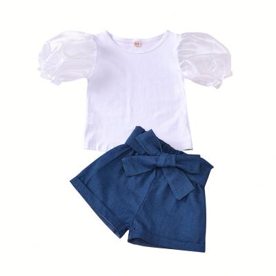 China ENGLAND STYLE lyc-1479 Clothing Set Summer Girl 2PCs Kid Babies Clothes Set Kids Tops + 2Pcs Shorts Outfit for sale