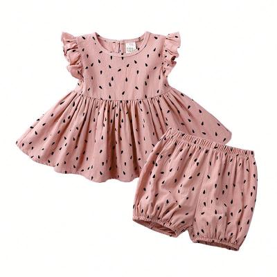 China Cute Sleeveless Formal Ruffle Girls Dress Girls Summer Kids Clothing 2pcs Set for sale