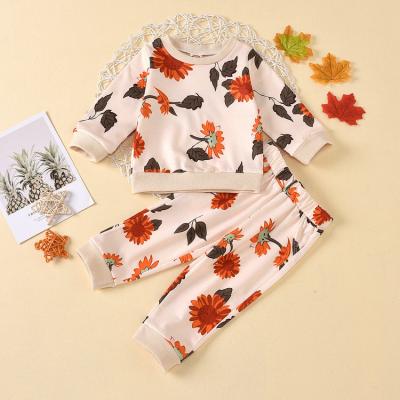 China lyc-2941 Children's Casual Spring Autumn Sunflower Long Sleeve Pants Set Home Service Set for sale