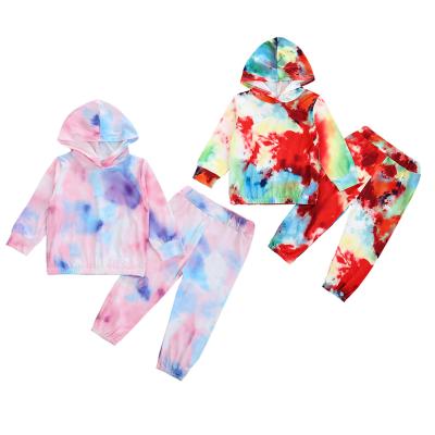 China LYC-3591 Breathable Babies Tie Dye Clothes Set Long Sleeve Hooded Tops Pants 2Pcs Set Spring Autumn Outfits for sale