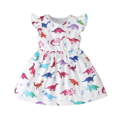 China Anti-wrinkle Summer Babies Dinosaur Floating Sleeve Dress Kids Children Clothing lyc-1582 for sale