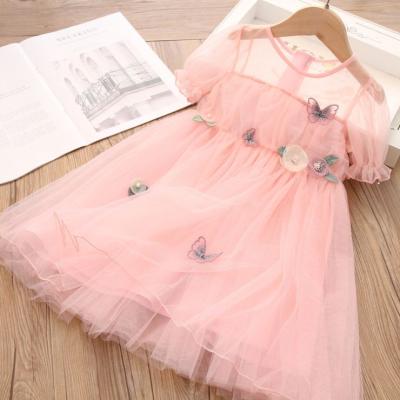 China Breathable Girls Princess Dress 2020 Summer Baby Flower Butterfly Tulle Party Tutu Dresses Kids Dress for sale