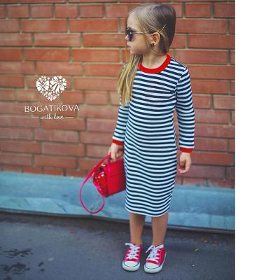 China Lyc-3084 Breathable Kids Casual Winter Autumn Girls Clothing Girls Dress Girls Striped Long Sleeve Dress for sale