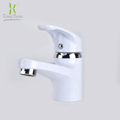 China New White Wash Basin Metered Single Hole Faucets Hot And Cold Water Certified Plastic Bathroom Faucet for sale