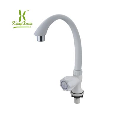 China Electric Faucets Deck Mounted PP Material Cold Water Swan Neck Plastic Kitchen Faucet for sale