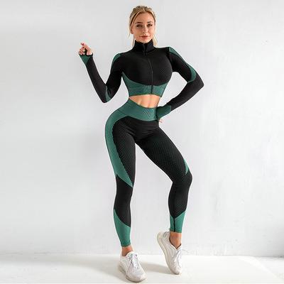 China Breathable Long Sleeve Yoga Sets Seamless Skinny Yoga Set Women Fitness Pants Seemless Yoga Set for sale