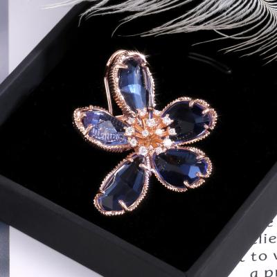 China New Amazon Hypoallergenic Product Fashion Luxury Flower Diamond Gem Ladies Large Earrings for sale