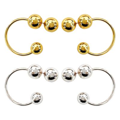 China Environmental Friendly Wholesale Brass Metal Ball Earrings 35mm 18K Gold Plated High Quality Hot Sale Circle Three Balls Earrings for sale