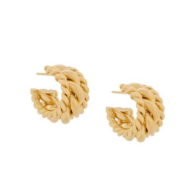 China 20mm Environmental Friendly 18K Gold Plated Hot Selling High Quality Twist Rope Earrings For Women for sale