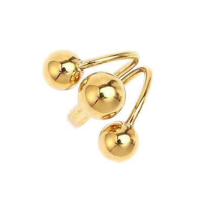 China 17.5mm Environmental Friendly 18K Gold Plated Hot Selling High Quality Fashionable Three Balls Ring For Women for sale