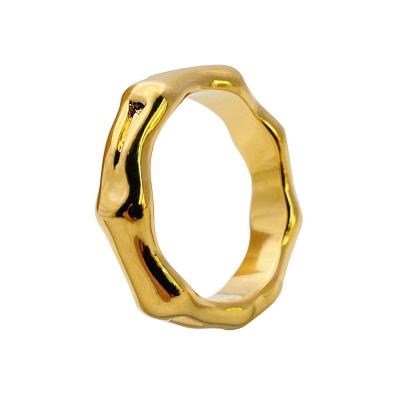 China 24mm Environmental Friendly 18K Gold Plated Hot Selling High Quality Brass Bamboo Ring For Women for sale