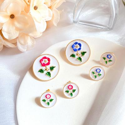 China Retro Morning Glory Drop Glaze Enamel Original Design Wholesale Environmentally Friendly 925 Silver Needle Stud Earrings for sale